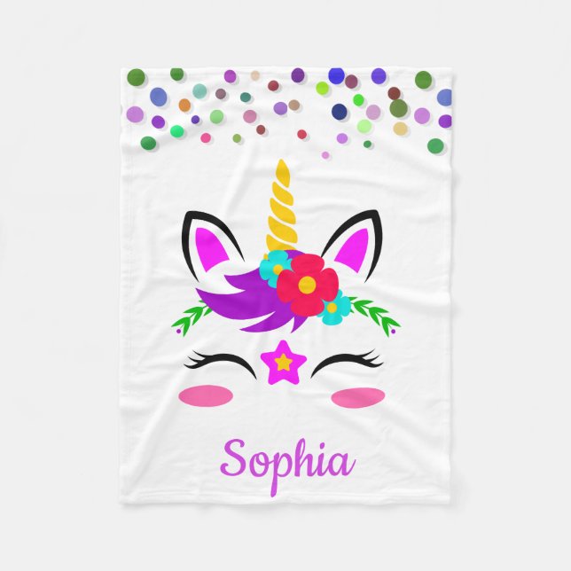 Personalized Unicorn with Pony Fleece Blanket (Front)