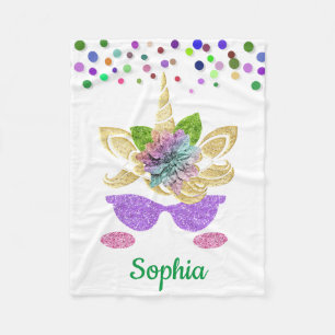 Personalized Unicorn with Pony Fleece Blanket
