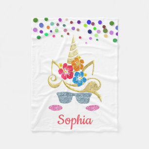 Personalized Unicorn with Pony Fleece Blanket