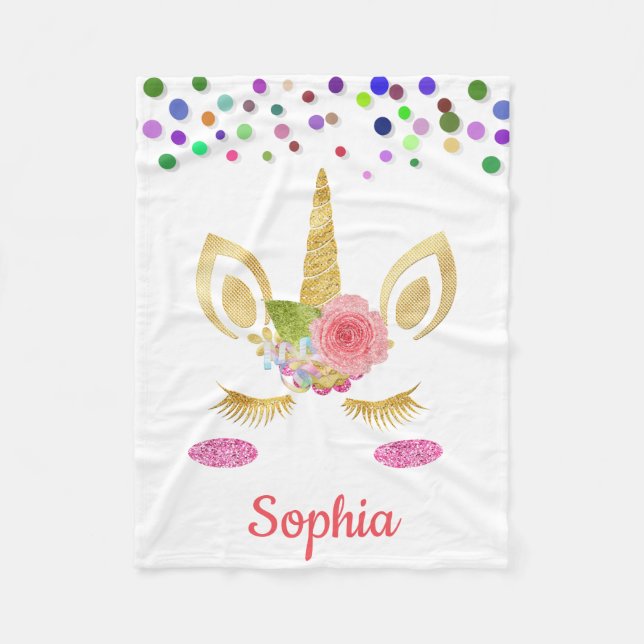 Personalized Unicorn with Pony Fleece Blanket (Front)