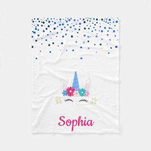 Personalized Unicorn with Pony Fleece Blanket