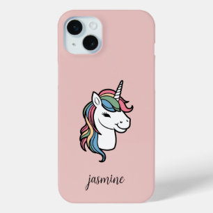 Personalized Unicorn with Rainbow Mane iPhone 15 Mini Case