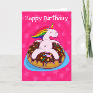 Personalized Unicorns And Donuts Birthday Card
