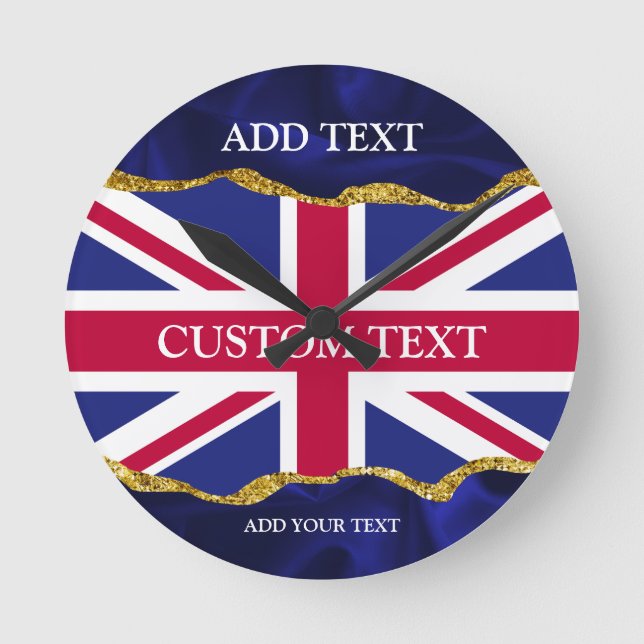 Personalized Union Flag Wall Mounted Time Keeper  Round Clock (Front)