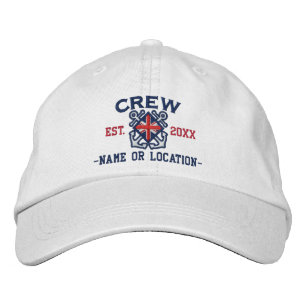 Personalized Union Jack Flag Crew Nautical Embroidered Hat