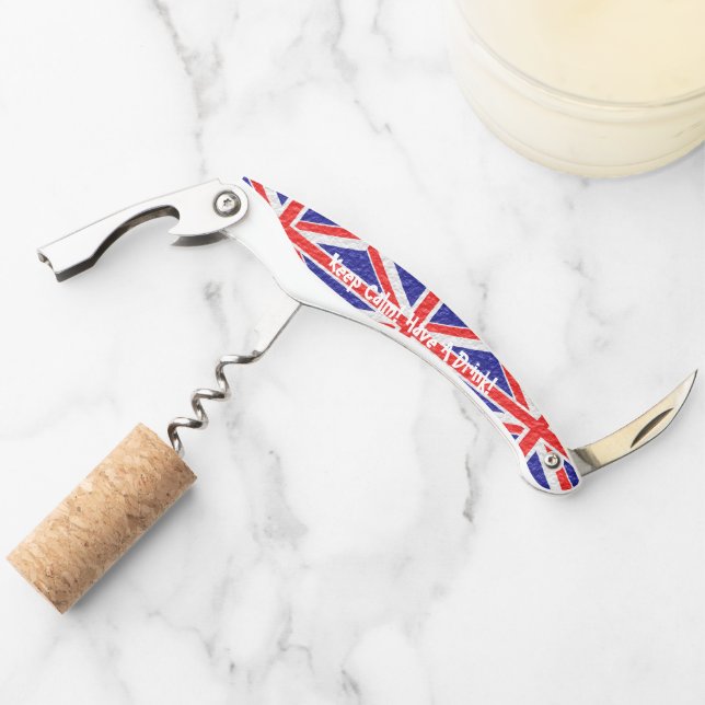 Personalized Union Jack Flag Design Corkscrew (Front)