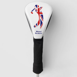 Personalized Union Jack Golfer Silhouette Golf Head Cover