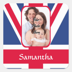 Personalized union jack square sticker