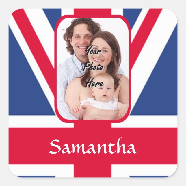 Personalized union jack square sticker (Front)