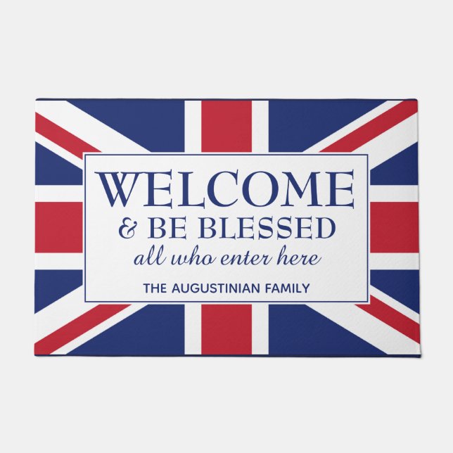 Personalized UNION JACK Welcome Doormat (Front)
