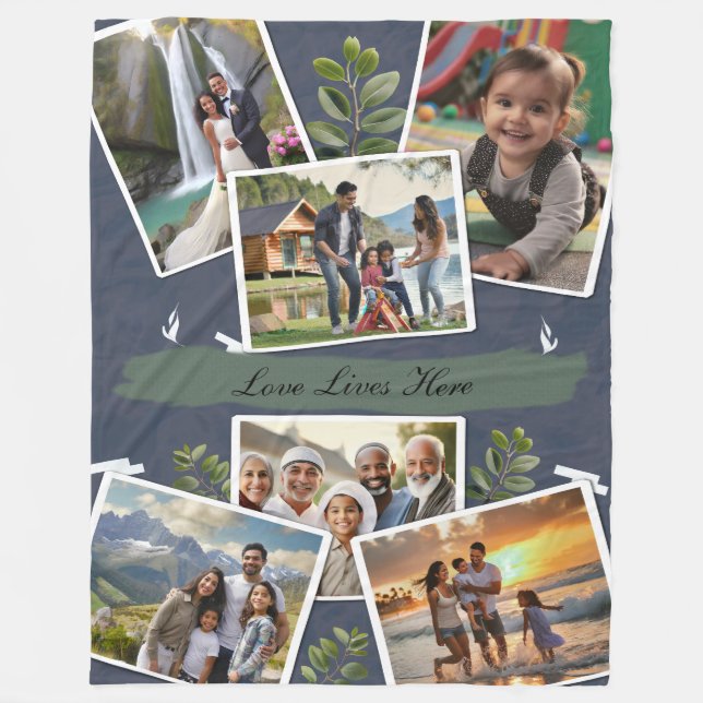 Personalized Unique Custom Family Picture Blanket (Front)