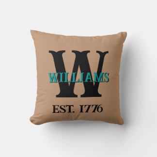 Personalized Unique Family Copper & Turquoise Throw Pillow