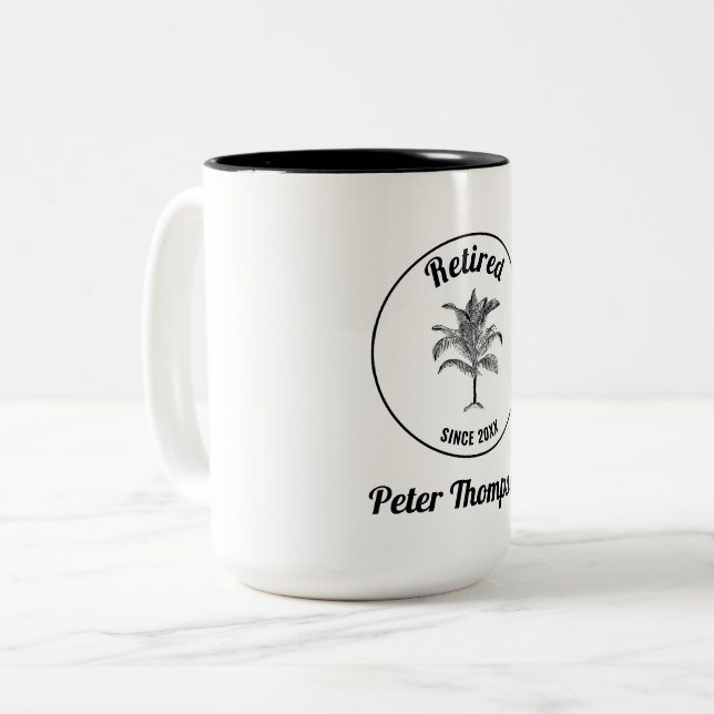 Personalized Unique Retirement Gift Two-Tone Coffee Mug (Front Left)
