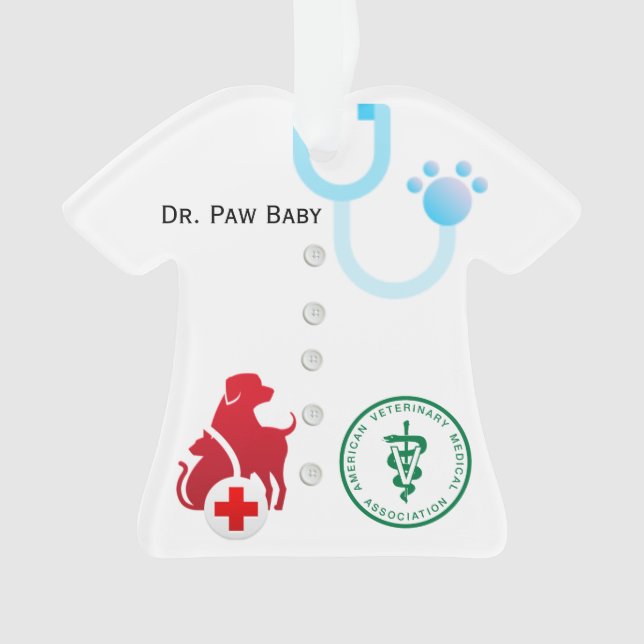Personalized Unisex Lab Coat Veterinarian Tree Ornament (Front)