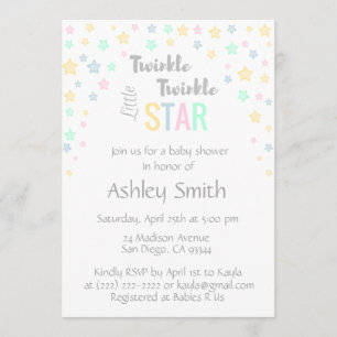 Personalized Unisex Twinkle Twinkle Baby Shower Invitation