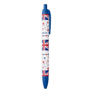 Personalized United Kingdom flag Blue Ink Pen