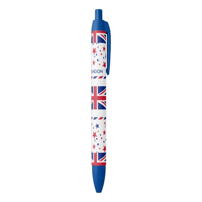 Personalized United Kingdom flag Blue Ink Pen (Bottom (Vertical))