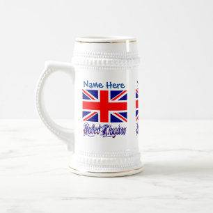 Personalized United Kingdom Flag Heritage Beer Stein