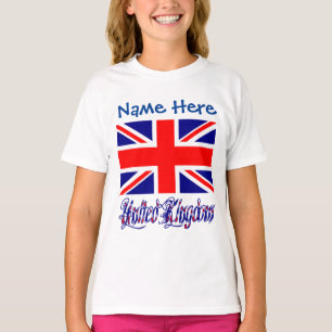Personalized United Kingdom Flag Heritage Girls' T-Shirt