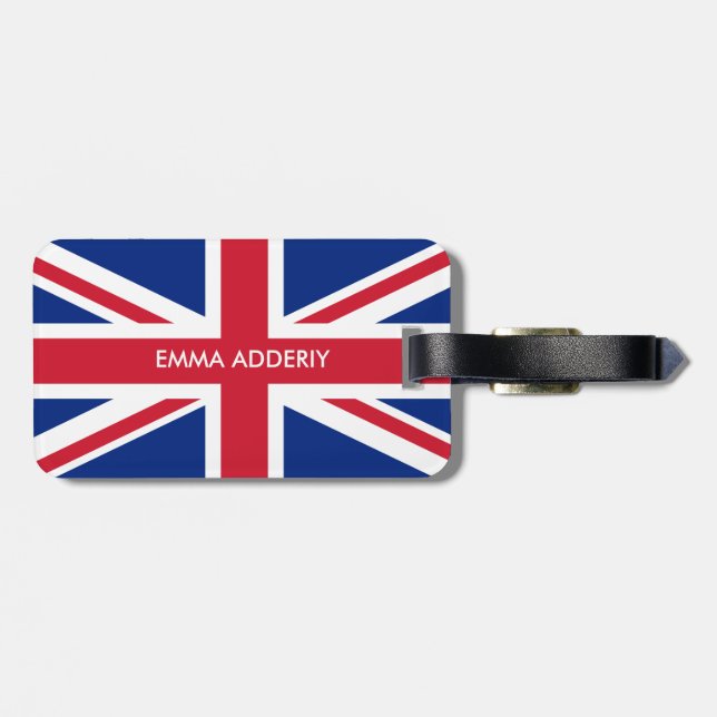 Personalized United Kingdom flag Luggage Tag (Back Horizontal)