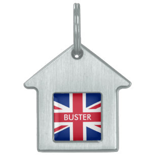 Personalized United Kingdom flag Pet Name Tag