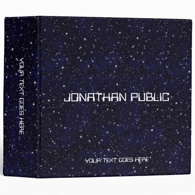 Personalized Universe Black Science Space Stars Binder (Front/Spine)