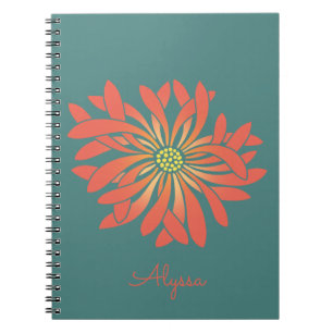 Personalized Untamed Coral Flower Notebook