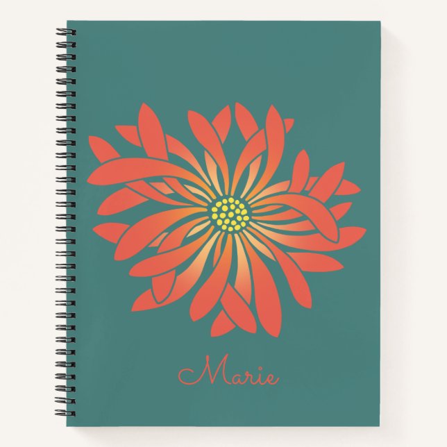 Personalized Untamed Coral Flower Notebook (Front)