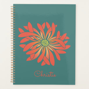 Personalized Untamed Coral Flower Planner