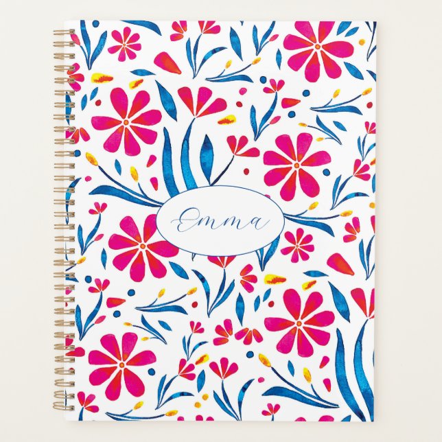 Personalized Uplifting Floral Pattern Planner (Front)