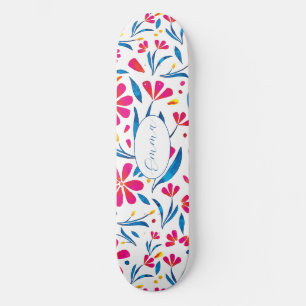 Personalized Uplifting Floral Pattern Skateboard