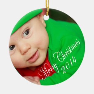 Personalized Upload Your Photo Merry Christmas Ceramic Ornament