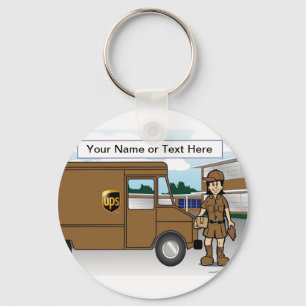 Personalized UPS Driver - Female Cartoon  Keychain