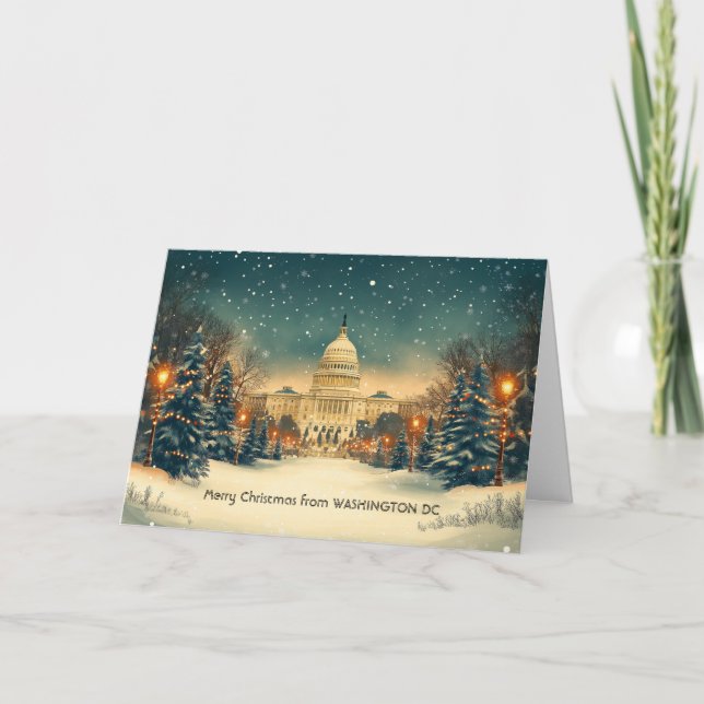 Personalized US Capitol Washington DC Christmas Holiday Card (Front)