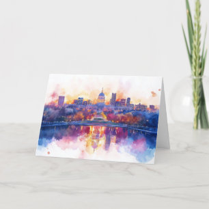 Personalized US Capitol Washington DC Illustration Holiday Card