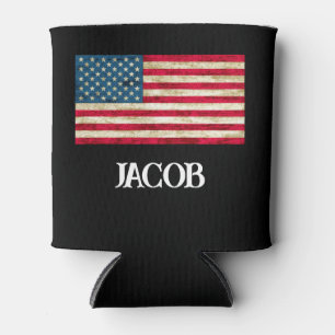 Personalized US Flag American Flag Can Cooler