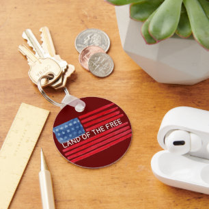 Personalized US Flag Keychain - Key Tag - Any Name