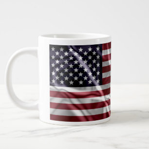 Personalized US Flag Red, White Stripes Stars Blue Large Coffee Mug