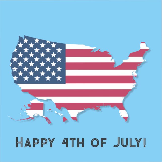 Personalized US Map and Flag Red White Blue (Front)