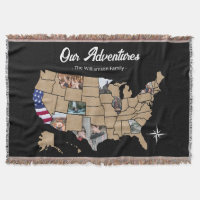 Personalized US Travel Map Blanket