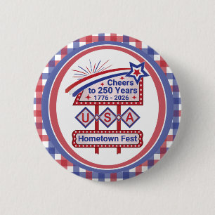 Personalized USA 250–Patriotic Retro Marquee 2 Inch Round Button