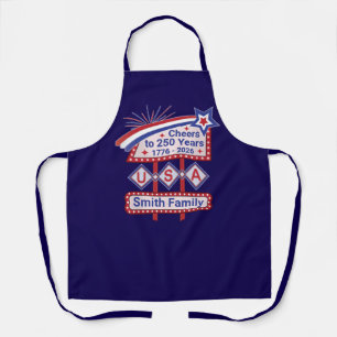Personalized USA 250–Patriotic Retro Marquee Apron