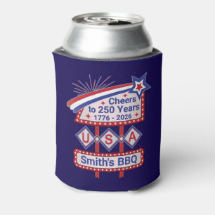 Personalized USA 250–Patriotic Retro Marquee Can Cooler