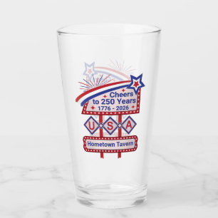 Personalized USA 250–Patriotic Retro Marquee Glass