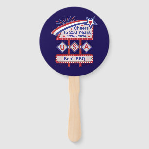 Personalized USA 250–Patriotic Retro Marquee Hand Fan