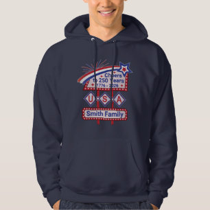 Personalized USA 250–Patriotic Retro Marquee Hoodie
