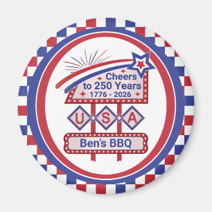 Personalized USA 250–Patriotic Retro Marquee Magnet