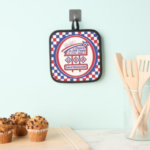 Personalized USA 250–Patriotic Retro Marquee Pot Holder