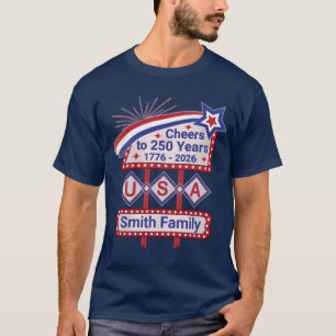 Personalized USA 250–Patriotic Retro Marquee T-Shirt