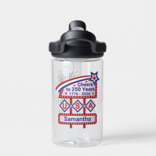 Personalized USA 250–Patriotic Retro Marquee Water Bottle